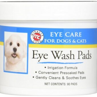 Miracle Care Eye Wash Pads - 90 count; Eye Care for Dogs and Cats, Soft Pet Wipes for Gently Cleaning Eyes, Sterile Cat and Dog Wipes Formulated to Remove Eye Debris