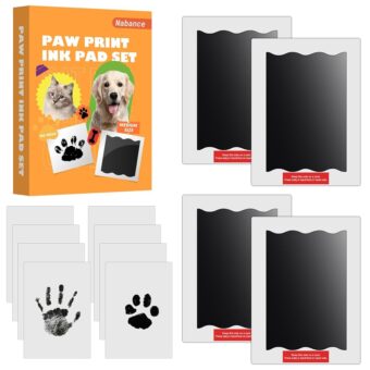 Nabance Baby Hand and Footprint Kit, Paw Print Kit for Dog Cats, 4 Inkless Print Pads, 8 Imprint Cards, Nose Print Stamp Pad for Dogs, Clean Touch Baby Footprint Kit, Pet Paw...