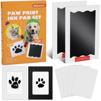 Nabance Paw Print Kit, Dog Nose Print Kit, No Mess Paw Print Stamp Pad for Dogs & Cats, 8Pcs Pet Paw Print Impression Kit with Photo Frames, Clean Touch Ink Pads, Nose Print...