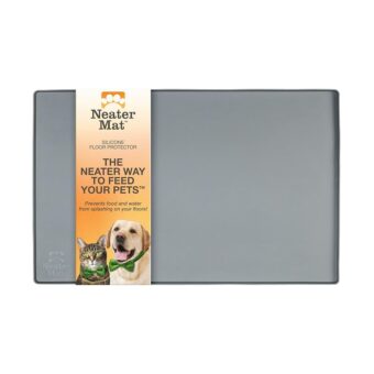 Neater Pet Brands Neater Mat - Waterproof Silicone Pet Bowls Mat - Protect Floors from Food & Water (Gunmetal, 19" x 12" Silicone)