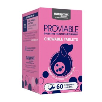 Nutramax Laboratories Proviable Digestive Health Supplement Multi-Strain Probiotics and Prebiotics for Dogs, With 7-Strains of Bacteria, 60 Chewable Tablets