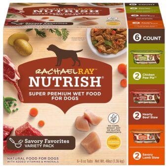 Nutrish Rachael Ray Premium Natural Wet Dog Food with Added Vitamins & Minerals, Savory Favorites Variety Pack, 8 Ounce Tub (Pack of 6)