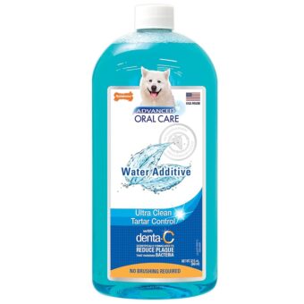 Nylabone Advanced Oral Care Dog Water Additive for Dental Care - Liquid Tartar Remover - Dog Breath Freshener & Teeth-Cleaning Liquid (32 oz.)