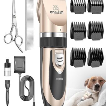 oneisall Dog Shaver Clippers Low Noise Rechargeable Cordless Electric Quiet Hair Clippers Set for Dogs Cats Pets