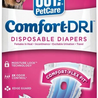 OUT! Petcare Disposable Dog Diapers for Female Dogs, Dog Heat Diapers, Female Dog Period Pads, Female Doggy Diaper for Peeing, Pet Diapers for Small Pets,13”-18” Waist,...