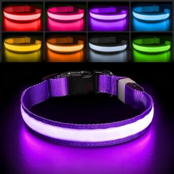 PcEoTllar Light up Dog Collar for Night Walking - LED Dog Collar Light Rechargeable Color Changing, Glow in The Dark Dog Collars Waterproof Glowing Dog Collars for Large Small...