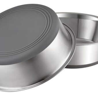 PEGGY11 Stainless Steel Metal Dog Bowls, Nonslip Rubber Bottom, Dishwasher Safe, Easy to Clean - 2 Pack, Each Holds 3.8 US Cup