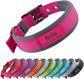 Personalized Dog Collar with Name and Phone Number | Durable Metal Buckle | Ultra Wide Soft Neoprene Padded | Adjustable Reflective Weatherproof Dog Collar for Large Medium and...