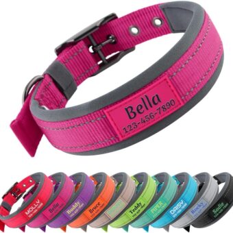 Personalized Dog Collar with Name and Phone Number | Durable Metal Buckle | Ultra Wide Soft Neoprene Padded | Adjustable Reflective Weatherproof Dog Collar for Large Medium and...