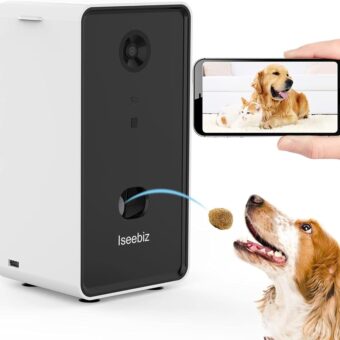 Pet Camera Treat Dispenser, 2 Way Audio Talk Listen, 5G WiFi, 1080P Night Vision Cat Dog Cam, App Control Tossing, Multi Devices Login, Compatible with Alexa, Play with Your...