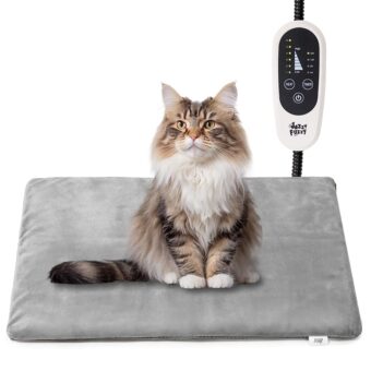 Pet Heating Pad, 6 Adjustable Temperature Dog Cat Heating Pad with Timer, Waterproof Heating Pad Indoor for Dogs with Chew Resistant Cord (S:18" x 16")