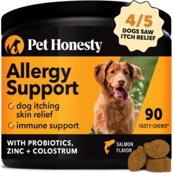 Pet Honesty Allergy Support Itch Relief for Dogs - Dog Allergy Relief Immunity Supplement - Dog Allergy Chews, Probiotics for Dogs, Seasonal Allergies, Skin and Coat Supplement...
