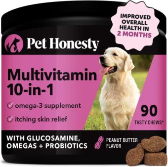 Pet Honesty Multivitamin Dog Supplement, Glucosamine chondroitin for Dogs, Probiotics, Omega Fish Oil, Dog Supplements & Vitamins, Dog Vitamins for Skin and Coat Allergies,...