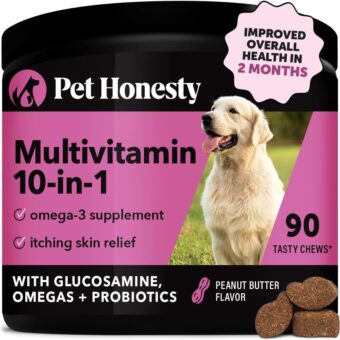 Pet Honesty Multivitamin Dog Supplement, Glucosamine chondroitin for Dogs, Probiotics, Omega Fish Oil, Dog Supplements & Vitamins, Dog Vitamins for Skin and Coat Allergies,...