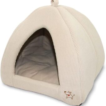 Pet Tent-Soft Bed for Dog and Cat by Best Pet Supplies - Beige Corduroy, 16" x 16" x H:14"