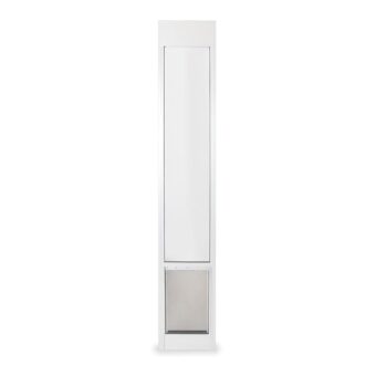 PetSafe Doggy Door for Sliding Glass Doors, Adjustable Height 75 7/8" to 81", No-Cut DIY Install, Aluminum Panel, Ideal for Renters, for Large Dogs Up to 100 lb., (White, Large)
