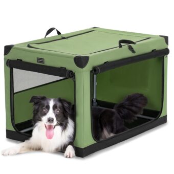 PETSFIT Soft Dog Crate, Dog Travel Crate - 36 Inch Lightweight, Easy Setup, sturdy Portable Dog Crate, Adjustable Framework with 3 Mesh Door, Soft Sided Collapsible Dog Kennel...