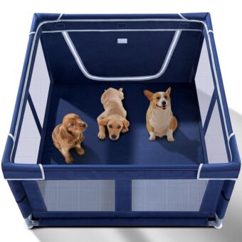 Puppy Playpen Indoor for Dog Small Pets, 42x42 x25 inch, Dog Play Pen Indoors with Gate, Oxford Fabric Pet Exercise pens for Dog Portable, Anti-Tipping Dog Cat playpens...