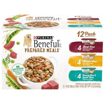 Purina Beneful Gravy Wet Dog Food Variety Pack, Prepared Meals Stew - (12) 10 oz. Tubs