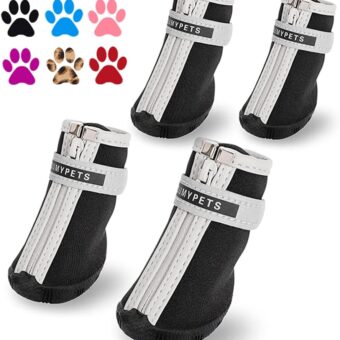 QUMY Dog Shoes for Small Dogs, Puppy Dog Boots & Paw Protectors for Winter Snowy Day, Summer Hot Pavement, Waterproof in Rainy Weather, Outdoor Walking, Indoor Hardfloors...