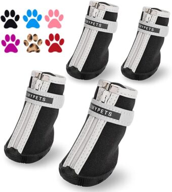 QUMY Dog Shoes for Small Dogs, Puppy Dog Boots & Paw Protectors for Winter Snowy Day, Summer Hot Pavement, Waterproof in Rainy Weather, Outdoor Walking, Indoor Hardfloors...