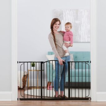 Regalo 58-Inch Home Accents Super Wide Walk Through Baby Gate, Includes 6-Inch, 8-Inch and 12-Inch Extension, 4 Pack of Pressure Mounts and 4 Pack of Wall Cups and Mounting Kit