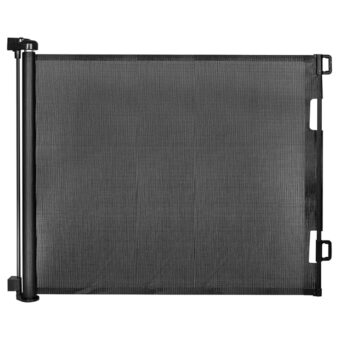 Retractable Baby Gate,Mesh Baby Gate or Mesh Dog Gate,33" Tall,Extends up to 55" Wide,Child Safety Gate for Doorways, Stairs, Hallways, Indoor/Outdoor（Black,33"x55"