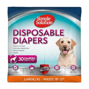 Simple Solution Disposable Dog Diapers for Female Dogs, True Fit, Absorbent, Leak Proof with Wetness Indicator, XL Puppy & Doggie Period Pad and Pee Diaper, For Large Pets,...