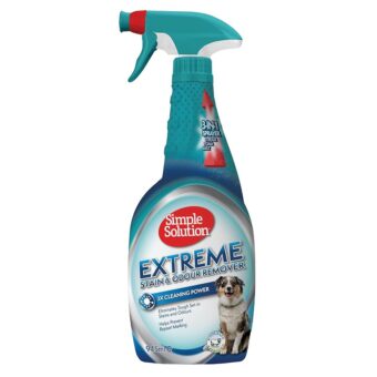 Simple Solution Extreme Pet Stain and Odor Eliminator Spray, Enzymatic Cleaner With 3X Pro-Bacteria Cleaning Power for Dogs & Cats, Strong Urine, Pee and Poop Smell Remover for...