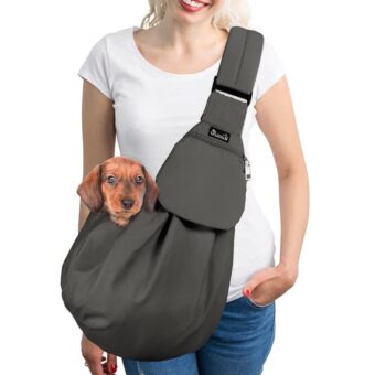 SlowTon Dog Carrier Sling - Thick Padded Adjustable Shoulder Strap Dog Carriers for Small Dogs, Puppy Carrier Purse for Pet Cat with Front Zipper Pocket Safety Belt Machine...