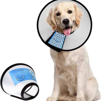 Supet Dog Cone Collar Adjustable After Surgery, Comfortable Pet Recovery Collar & Cone for Large Medium Small Dogs, Elizabethan Dog Neck Collar Plastic Practical