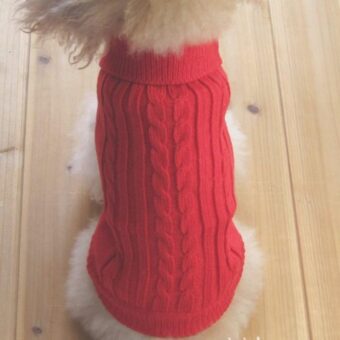 Tangpan Turtleneck Classic Straw-Rope Pro Pet Dog Sweater Apparel (Red,M)