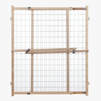 Toddleroo by North States Extra Wide Wire Mesh Wooden Baby Gate: 29.5"-50" Wide. Pressure Mounted Baby Gate for Doorway. (31" Tall, Sustainable Hardwood)