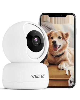 VENZ Indoor Security Camera, 1080p Pet Camera with Phone App, Ideal Indoor Camera for Baby Monitor/Dog Camera, 360° Pan/Tilt View Angel with 2 Way Audio, Cloud/SD Card, 2.4Ghz...