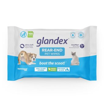 Vetnique Labs Glandex Dog Wipes for Pets Cleansing & Deodorizing Anal Gland Hygienic Dog & Cat Wipes with Vitamin E, Skin Conditioners and Aloe (100ct Pouch)