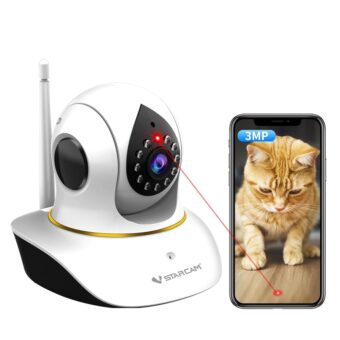 VSTARCAM Pet Camera with Laser, 3MP 2.4GHz WiFi Interactive Dog & Cat Laser Toy Camera with Night Vision, Motion Detection Alerts, APP Remote Control Indoor Security Camera for...