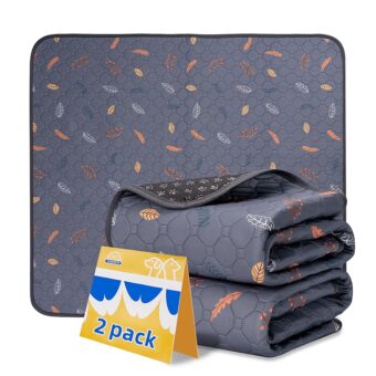 Washable Pee Pads for Dogs - 2-Pack Thick Heavy Absorbency Reusable Pee Pads Prevent Leakage Non-Slip, Waterproof Pet Training Pads for Puppy Playpen, Crate, Whelping Box, Potty...