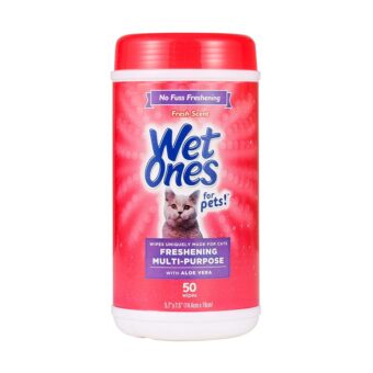 Wet Ones for Pets Cat Cleaning Wipes - Fresh Scent Cat Grooming Wipes with Aloe Vera - Safe Cat Hygiene Supplies - Cat Fur Cleaner - Cat Dander Wipes - Kitten Wipes - Pet...