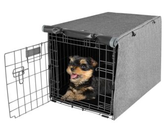 X-ZONE PET Double Door Dog Crate Cover - Polyester Pet Kennel Cover (Fits 24 30 36 42 48 inches Wire Crate) (24 Inch, Grey)