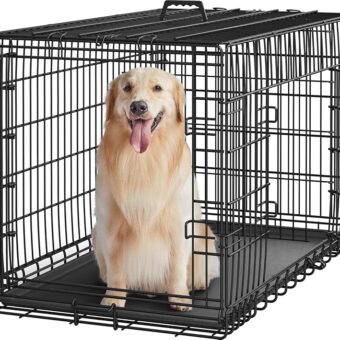 Yaheetech 42 inch Dog Crate Double Door Dog Crate w/Divider for Puppy to Adult XL Collapsible Metal Dog Crate with Removable Tray Wire Dog Kennel Pet Crate for Large Dogs...