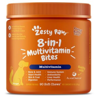 Zesty Paws Dog Multivitamin - Dog Vitamins and Supplements - Chewable Dog Vitamins - for Dog Hip & Joints - Dog Supplements for Skin & Coat- Senior & Puppy Multivitamin for Dogs...